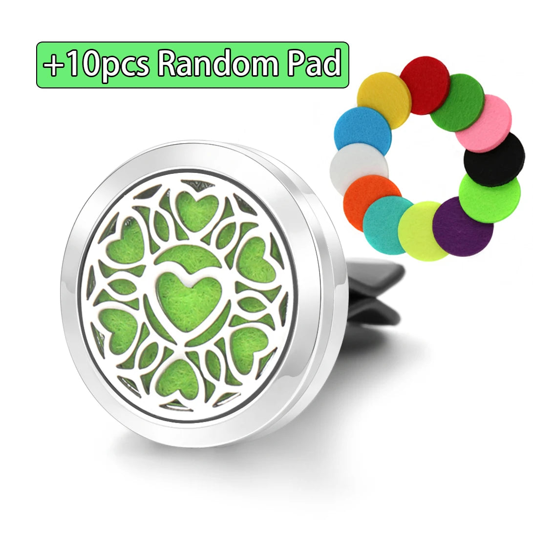 Car Aromatherapy Stainless Steel Hollow Pattern Diffuser Air Outlet Freshener Clip Essential Oil Perfume Lockets Pendant Jewelry