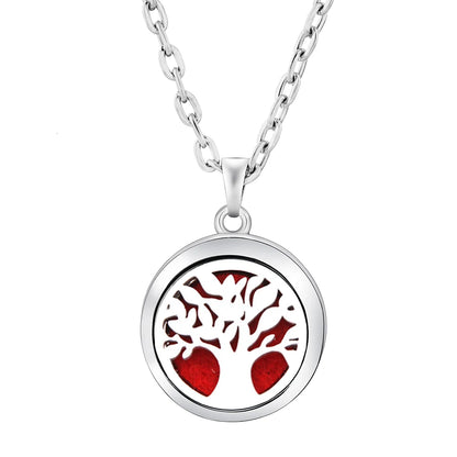 New Stainless Steel Fashion Tree Of Life  Aromatherapy Necklace Essential Oil Diffuser Perfume Locket Pendant Women Jewelry Gift