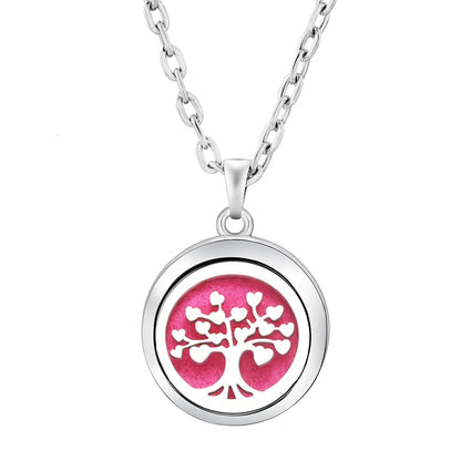 New Stainless Steel Fashion Tree Of Life  Aromatherapy Necklace Essential Oil Diffuser Perfume Locket Pendant Women Jewelry Gift