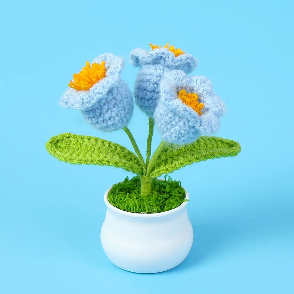 Handmade Crochet Orchid Pot with Light