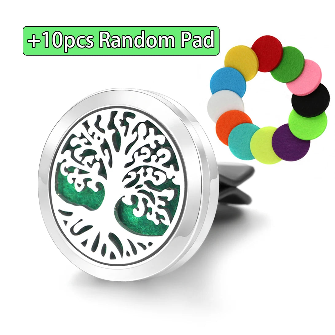 Car Aromatherapy Stainless Steel Hollow Pattern Diffuser Air Outlet Freshener Clip Essential Oil Perfume Lockets Pendant Jewelry