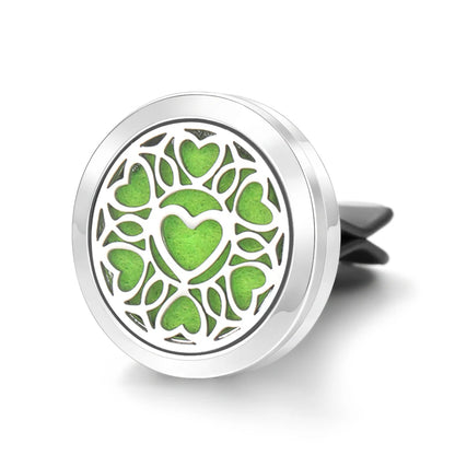 Car Aromatherapy Stainless Steel Hollow Pattern Diffuser Air Outlet Freshener Clip Essential Oil Perfume Lockets Pendant Jewelry
