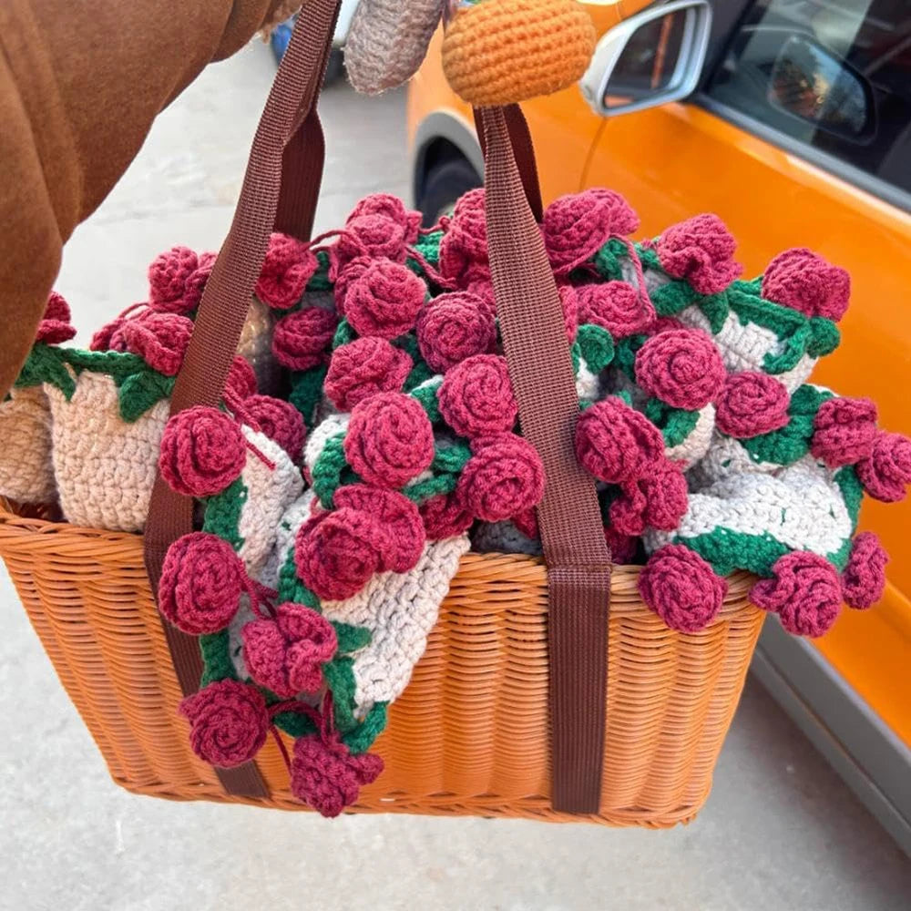 Crochet Rose Blanket Bouquet with Gift Bag