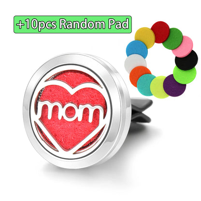 Car Aromatherapy Stainless Steel Hollow Pattern Diffuser Air Outlet Freshener Clip Essential Oil Perfume Lockets Pendant Jewelry