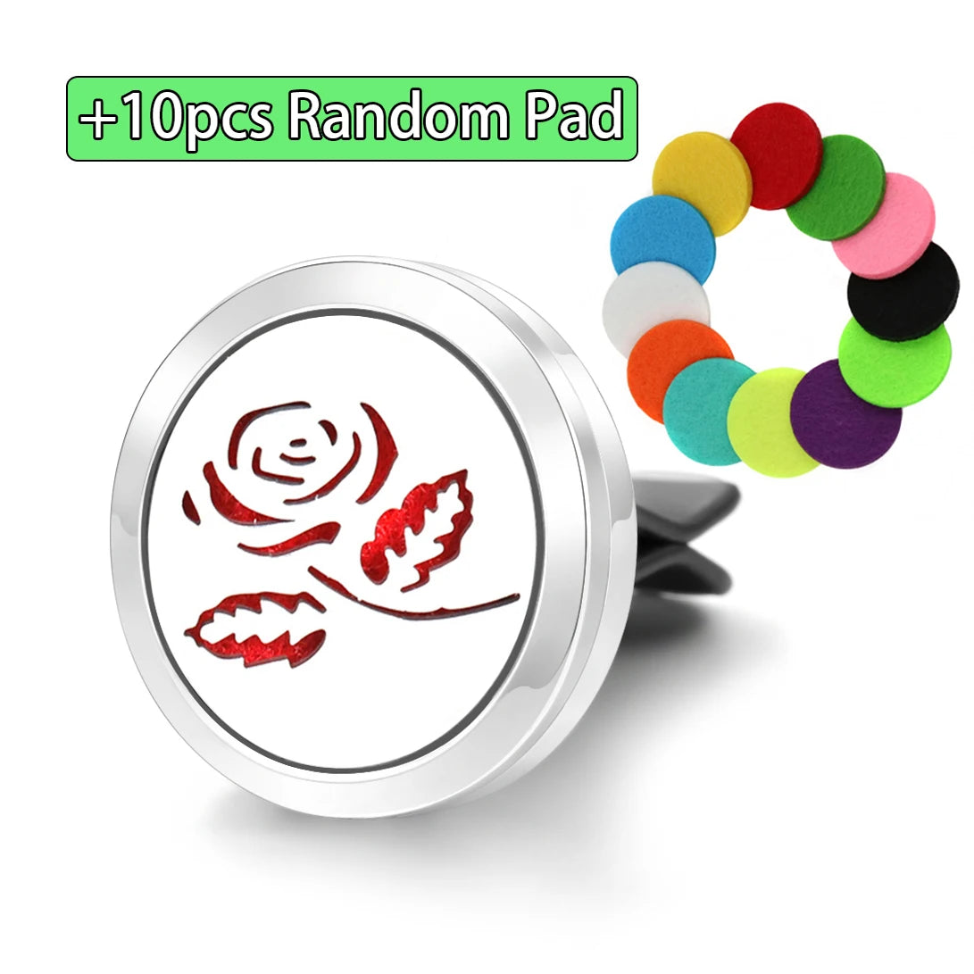 Car Aromatherapy Stainless Steel Hollow Pattern Diffuser Air Outlet Freshener Clip Essential Oil Perfume Lockets Pendant Jewelry