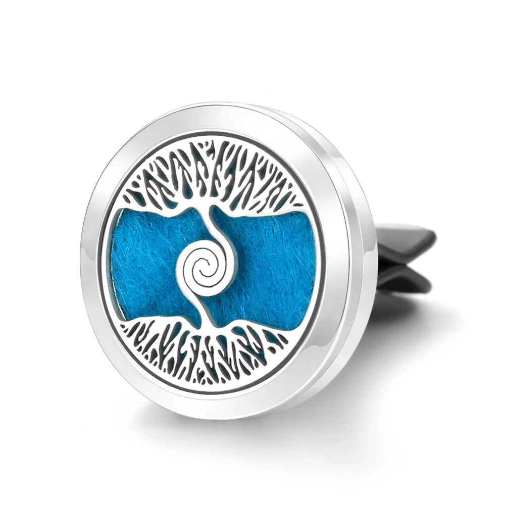 Car Aromatherapy Stainless Steel Hollow Pattern Diffuser Air Outlet Freshener Clip Essential Oil Perfume Lockets Pendant Jewelry