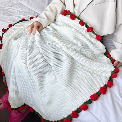 Crochet Rose Blanket Bouquet with Gift Bag