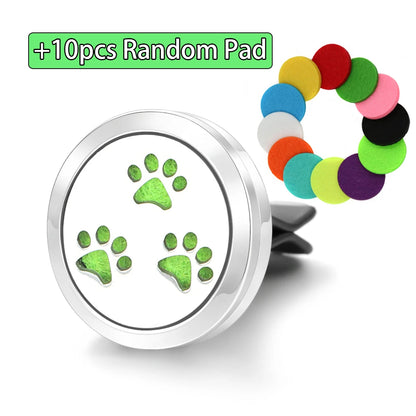 Car Aromatherapy Stainless Steel Hollow Pattern Diffuser Air Outlet Freshener Clip Essential Oil Perfume Lockets Pendant Jewelry