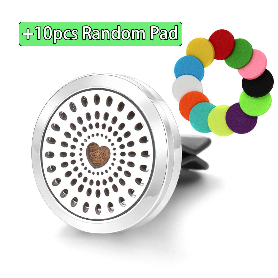 Car Aromatherapy Stainless Steel Hollow Pattern Diffuser Air Outlet Freshener Clip Essential Oil Perfume Lockets Pendant Jewelry