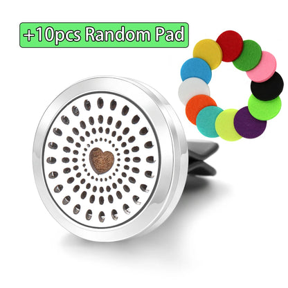 Car Aromatherapy Stainless Steel Hollow Pattern Diffuser Air Outlet Freshener Clip Essential Oil Perfume Lockets Pendant Jewelry