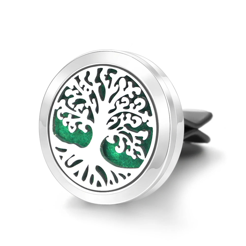Car Aromatherapy Stainless Steel Hollow Pattern Diffuser Air Outlet Freshener Clip Essential Oil Perfume Lockets Pendant Jewelry