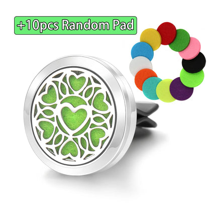 Car Aromatherapy Stainless Steel Hollow Pattern Diffuser Air Outlet Freshener Clip Essential Oil Perfume Lockets Pendant Jewelry