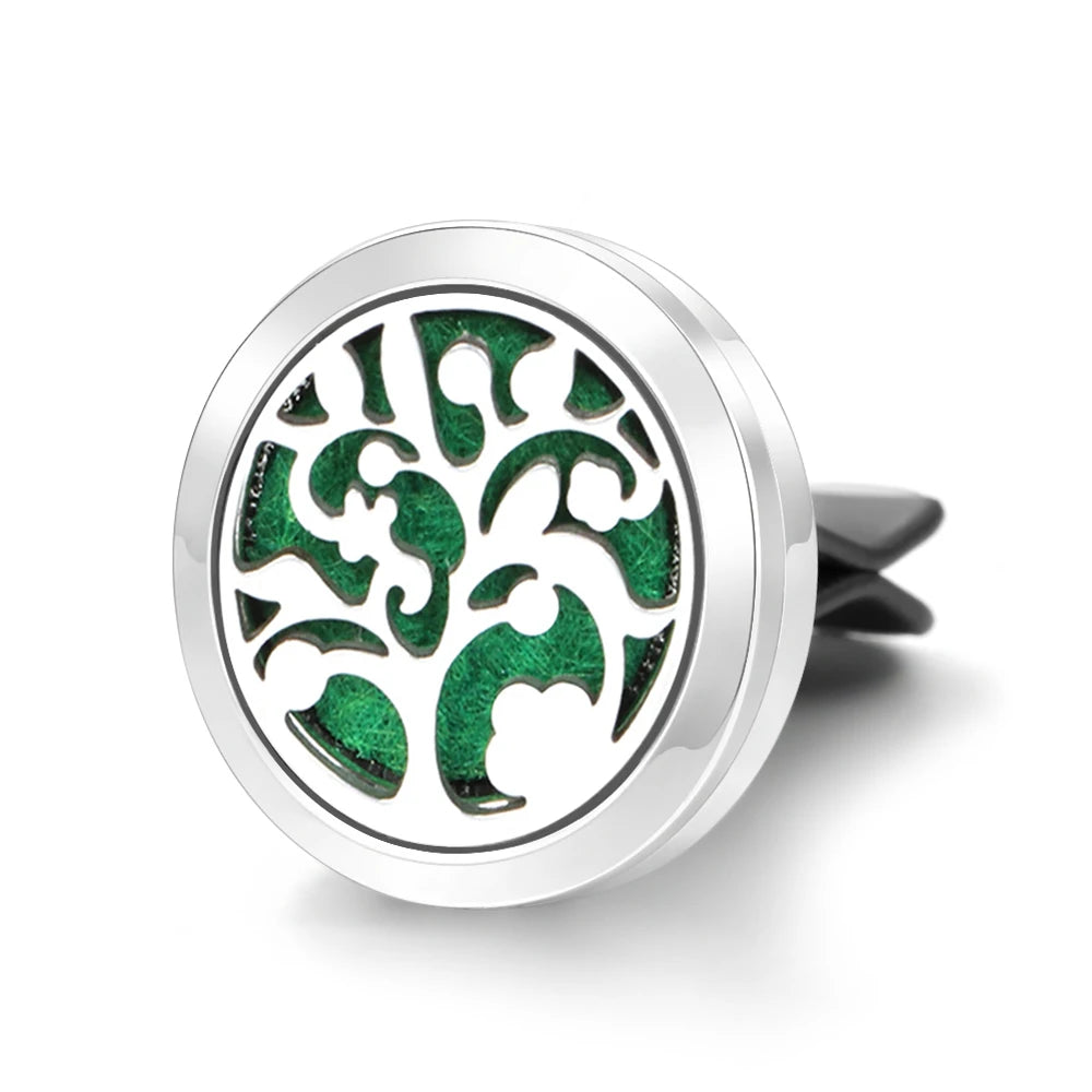 Car Aromatherapy Stainless Steel Hollow Pattern Diffuser Air Outlet Freshener Clip Essential Oil Perfume Lockets Pendant Jewelry