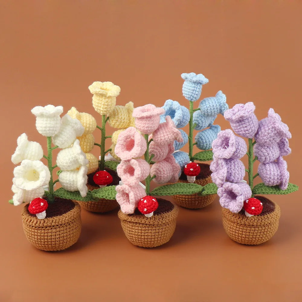 Handmade Crochet Orchid Pot with Light