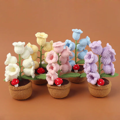 Handmade Crochet Orchid Pot with Light