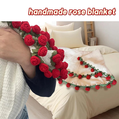 Crochet Rose Blanket Bouquet with Gift Bag