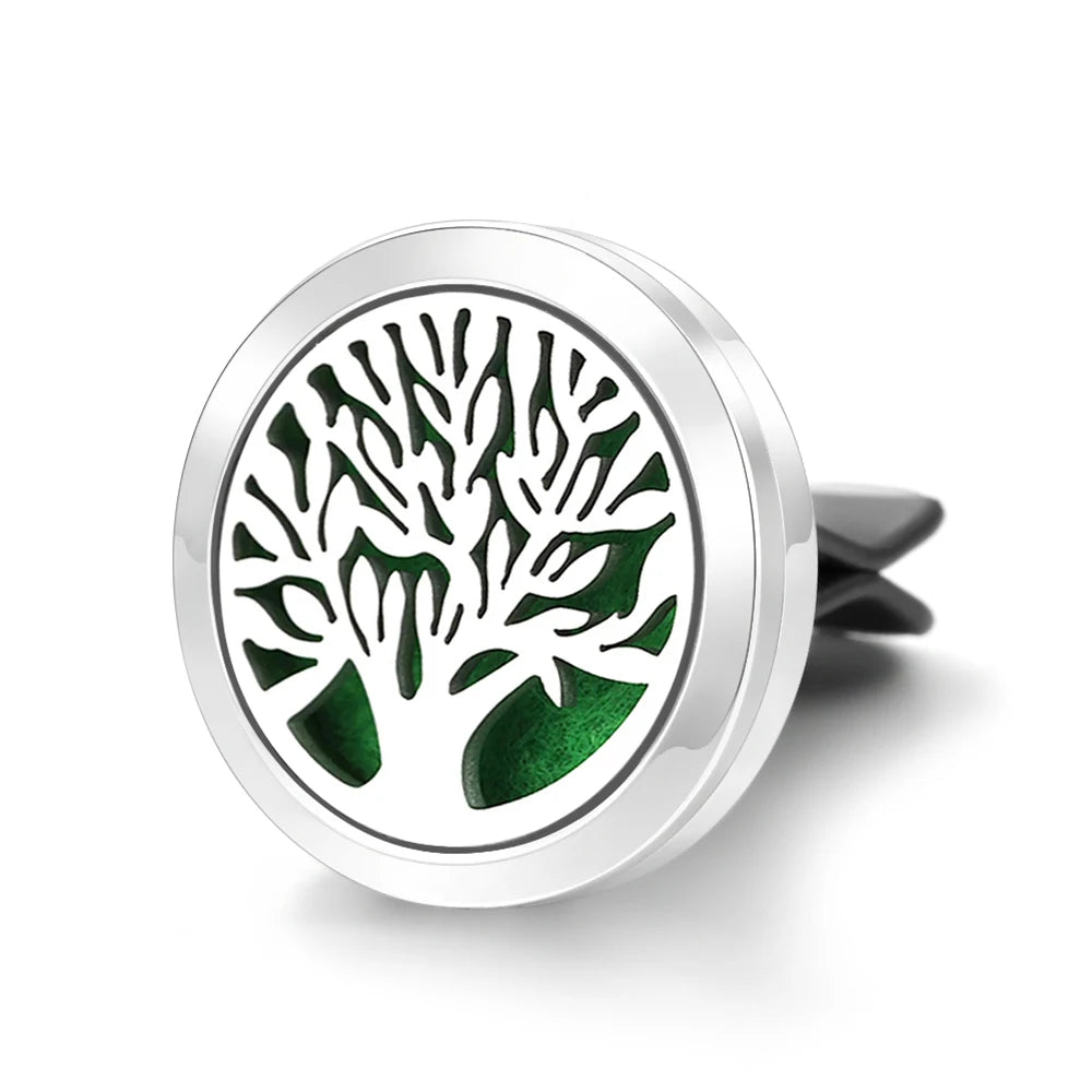 Car Aromatherapy Stainless Steel Hollow Pattern Diffuser Air Outlet Freshener Clip Essential Oil Perfume Lockets Pendant Jewelry