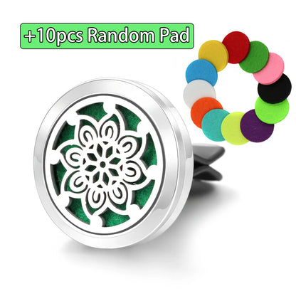 Car Aromatherapy Stainless Steel Hollow Pattern Diffuser Air Outlet Freshener Clip Essential Oil Perfume Lockets Pendant Jewelry