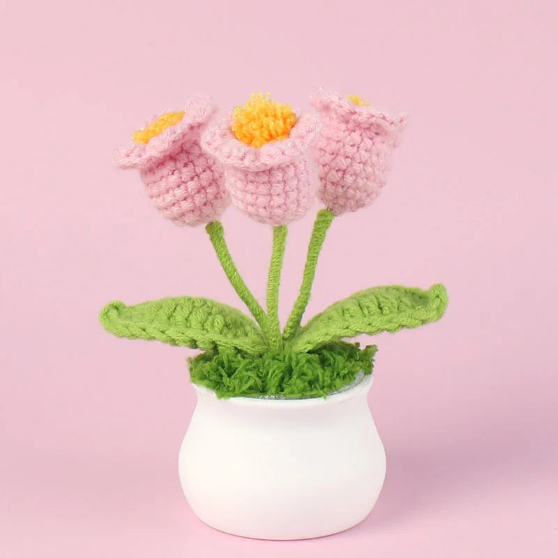 Handmade Crochet Orchid Pot with Light