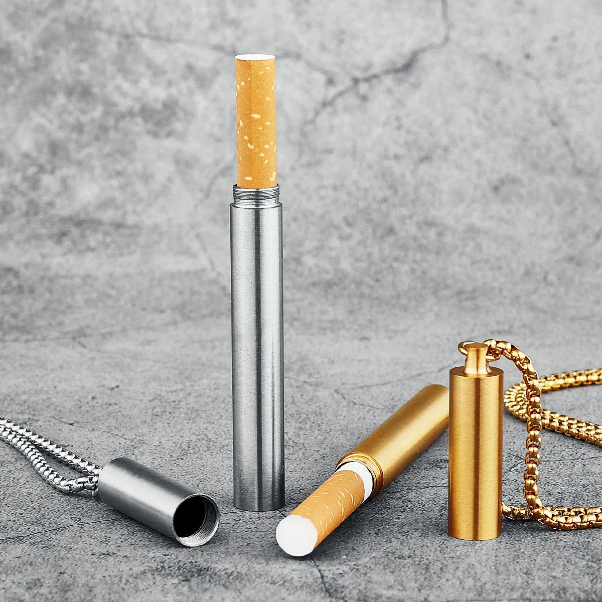 One Last Cigarette Necklaces , Stainless Steel Men Pendants Case Chain Funky Punk for Boyfriend Male Jewelry Gift Wholesale