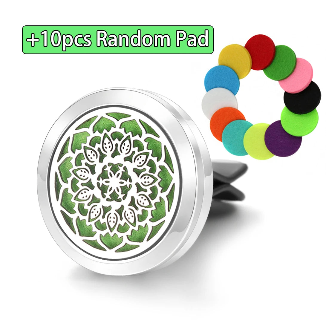 Car Aromatherapy Stainless Steel Hollow Pattern Diffuser Air Outlet Freshener Clip Essential Oil Perfume Lockets Pendant Jewelry