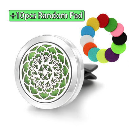 Car Aromatherapy Stainless Steel Hollow Pattern Diffuser Air Outlet Freshener Clip Essential Oil Perfume Lockets Pendant Jewelry