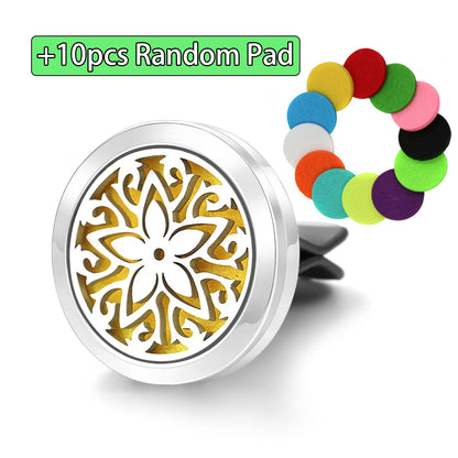 Car Aromatherapy Stainless Steel Hollow Pattern Diffuser Air Outlet Freshener Clip Essential Oil Perfume Lockets Pendant Jewelry
