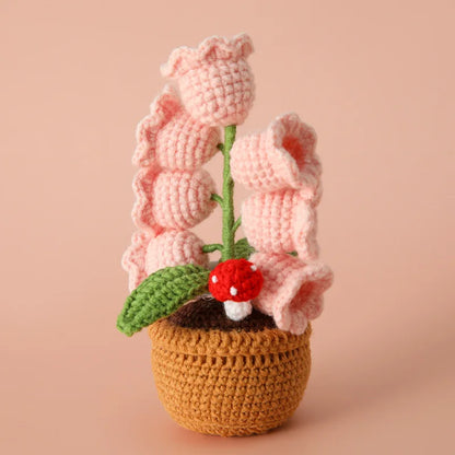 Handmade Crochet Orchid Pot with Light