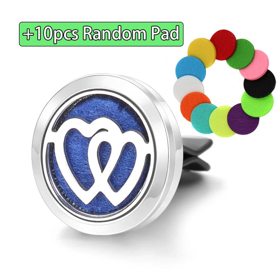 Car Aromatherapy Stainless Steel Hollow Pattern Diffuser Air Outlet Freshener Clip Essential Oil Perfume Lockets Pendant Jewelry