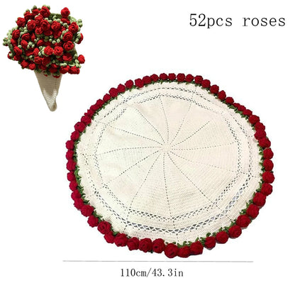 Crochet Rose Blanket Bouquet with Gift Bag