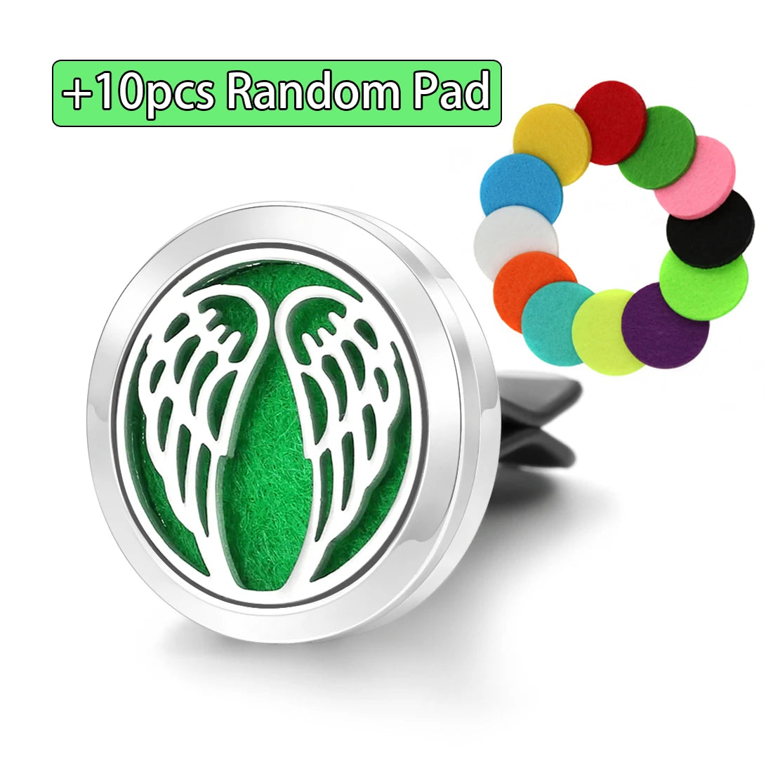 Car Aromatherapy Stainless Steel Hollow Pattern Diffuser Air Outlet Freshener Clip Essential Oil Perfume Lockets Pendant Jewelry