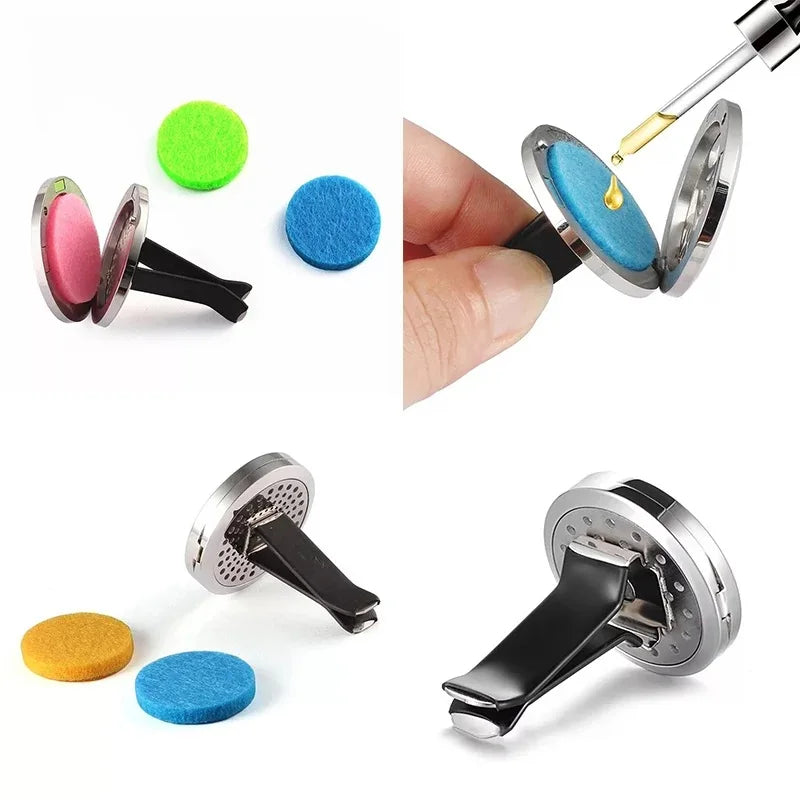 Car Aromatherapy Stainless Steel Hollow Pattern Diffuser Air Outlet Freshener Clip Essential Oil Perfume Lockets Pendant Jewelry