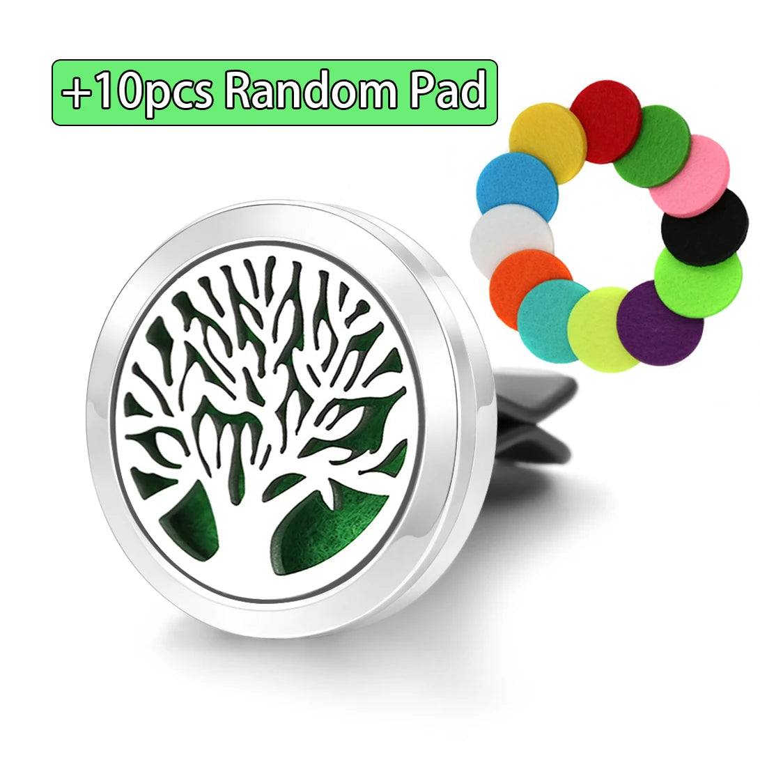 Car Aromatherapy Stainless Steel Hollow Pattern Diffuser Air Outlet Freshener Clip Essential Oil Perfume Lockets Pendant Jewelry