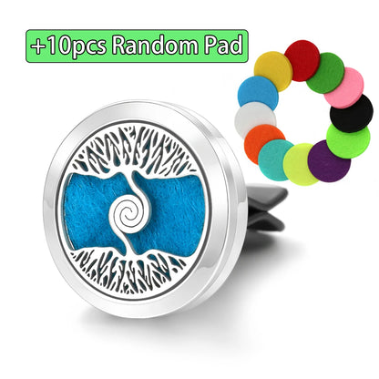 Car Aromatherapy Stainless Steel Hollow Pattern Diffuser Air Outlet Freshener Clip Essential Oil Perfume Lockets Pendant Jewelry
