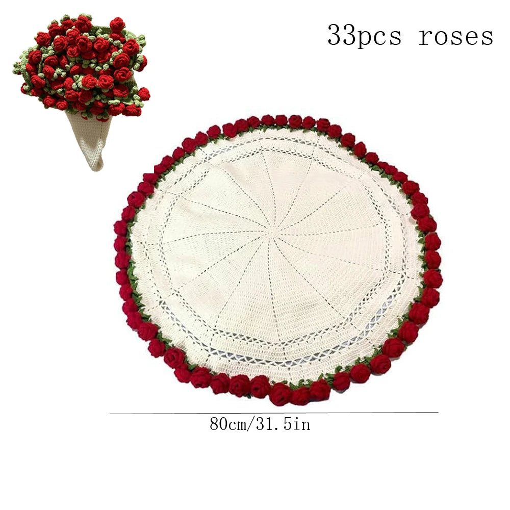 Crochet Rose Blanket Bouquet with Gift Bag