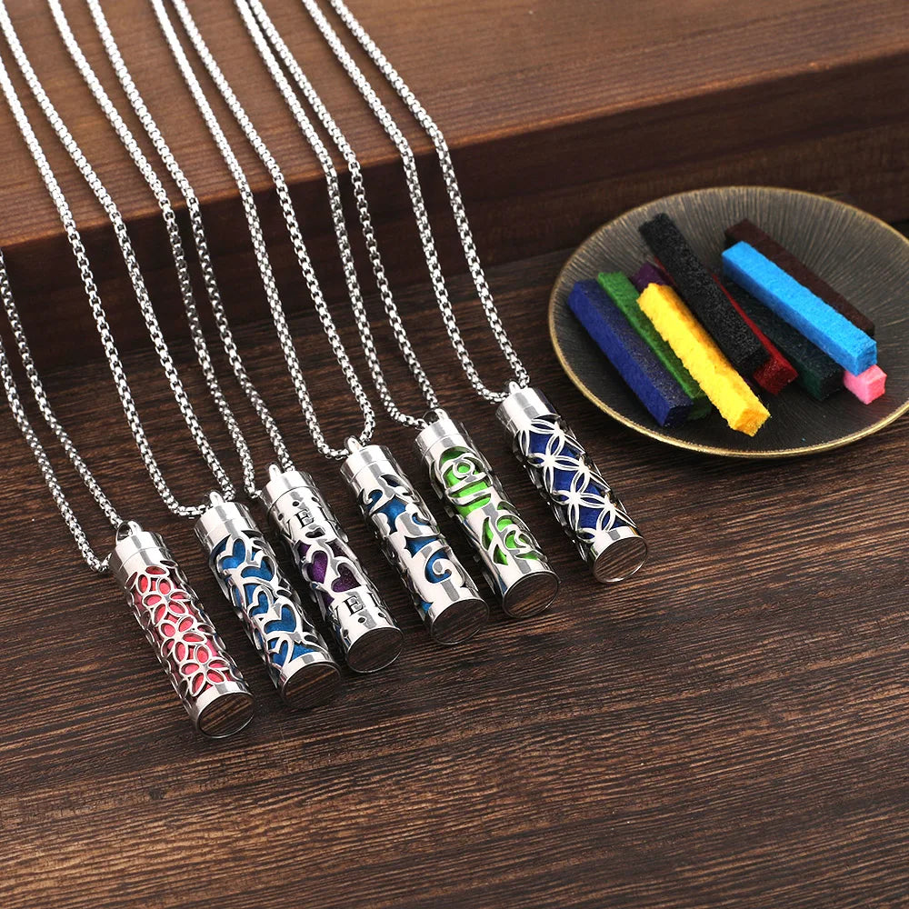 New Aromatherapy Diffuser Necklace LOVE Pattern Stainless Steel Essential Oil Diffuser Lockets