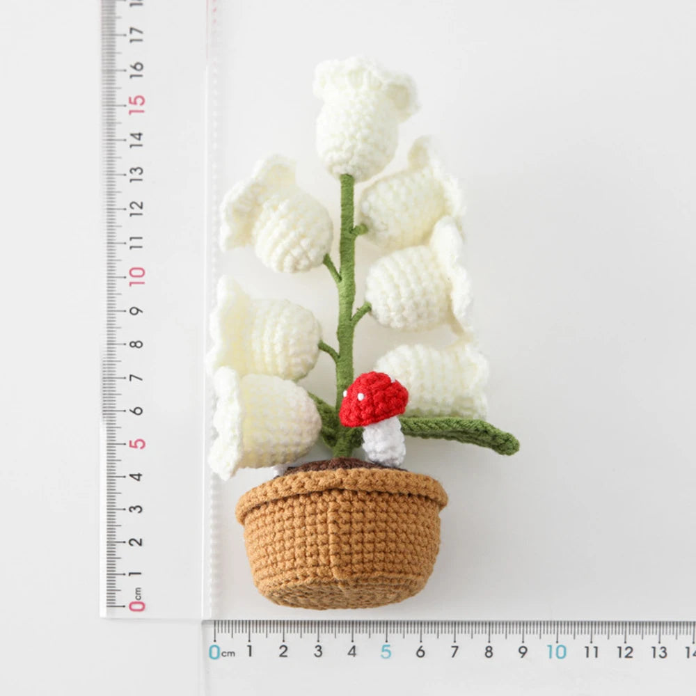 Handmade Crochet Orchid Pot with Light