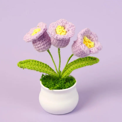 Handmade Crochet Orchid Pot with Light
