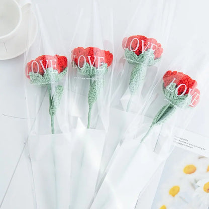 Artificial Handmade crochet yarn Rose Flower Outdoor garden wall Wedding bridal bouquet Festival Home Diy gift box Accessories