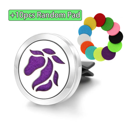 Car Aromatherapy Stainless Steel Hollow Pattern Diffuser Air Outlet Freshener Clip Essential Oil Perfume Lockets Pendant Jewelry