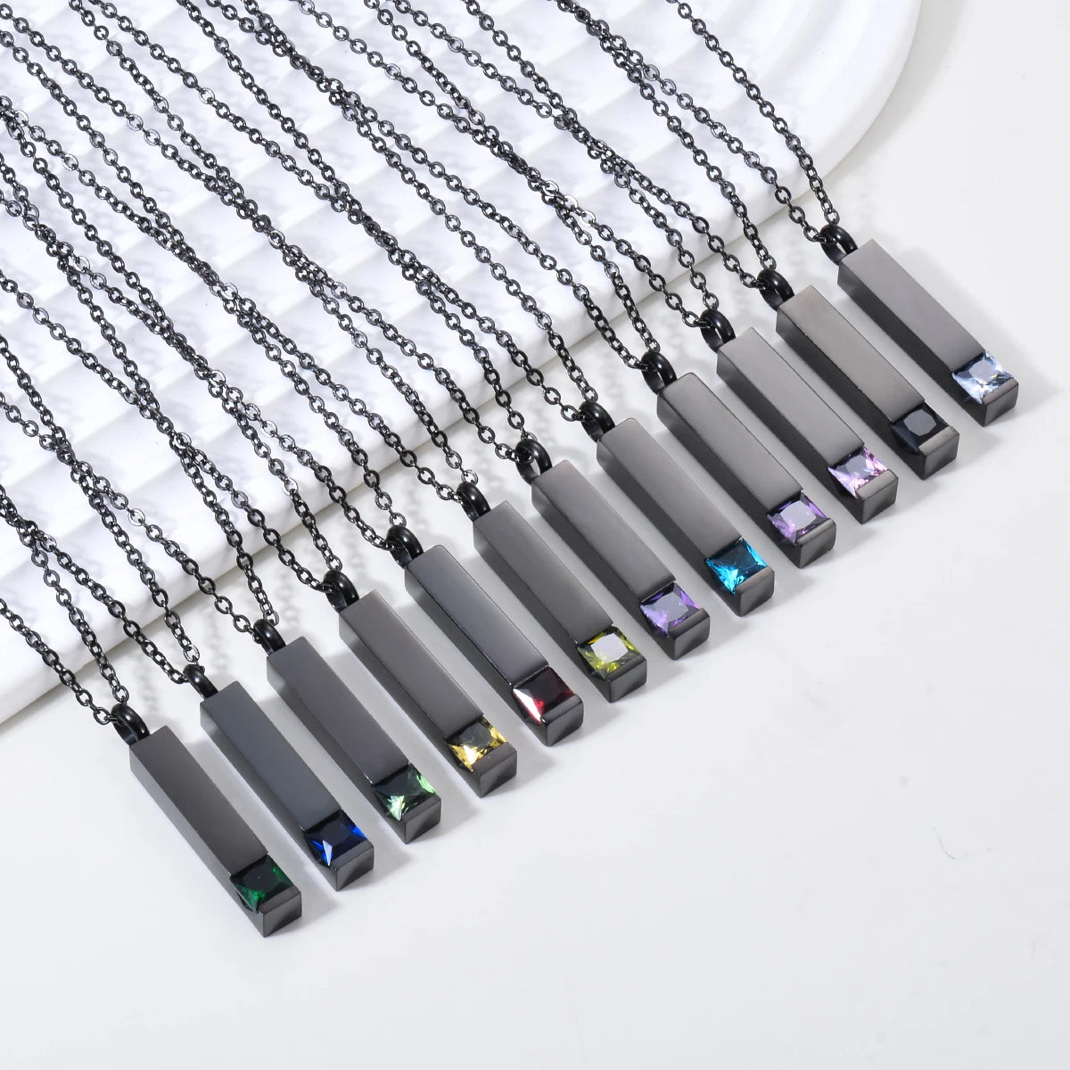 Black Jewelry Cube Stainless  Necklace 12 Kinds Jewelry
