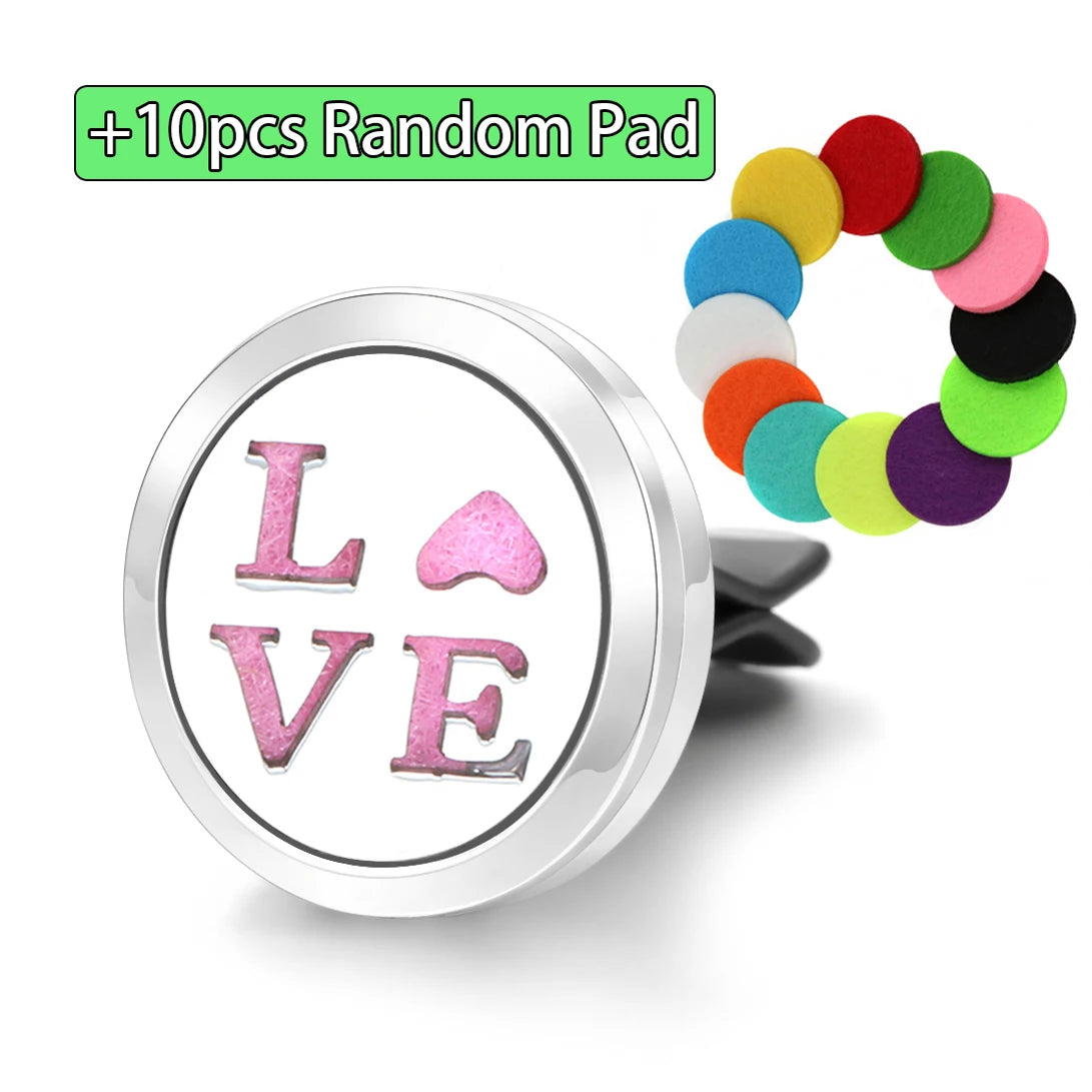 Car Aromatherapy Stainless Steel Hollow Pattern Diffuser Air Outlet Freshener Clip Essential Oil Perfume Lockets Pendant Jewelry