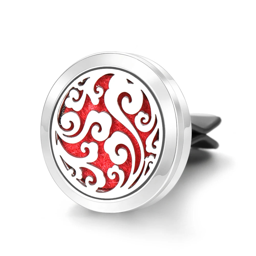 Car Aromatherapy Stainless Steel Hollow Pattern Diffuser Air Outlet Freshener Clip Essential Oil Perfume Lockets Pendant Jewelry