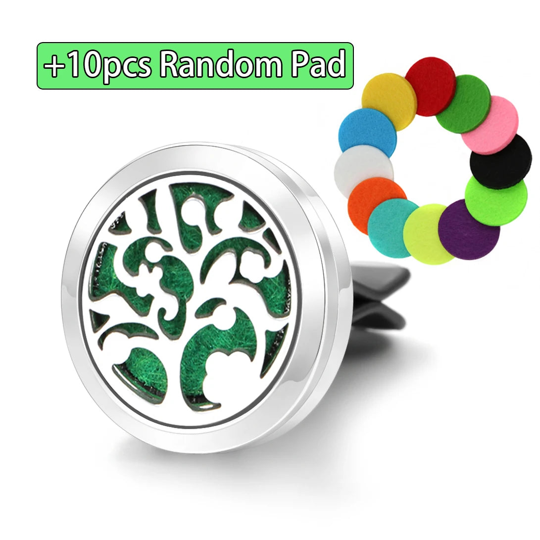 Car Aromatherapy Stainless Steel Hollow Pattern Diffuser Air Outlet Freshener Clip Essential Oil Perfume Lockets Pendant Jewelry