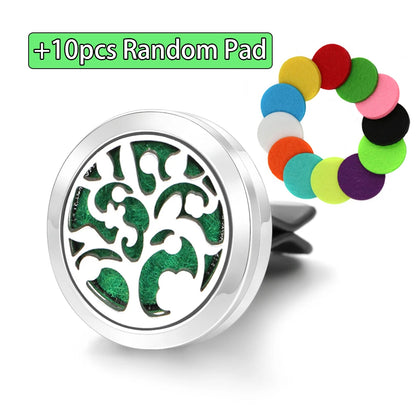 Car Aromatherapy Stainless Steel Hollow Pattern Diffuser Air Outlet Freshener Clip Essential Oil Perfume Lockets Pendant Jewelry