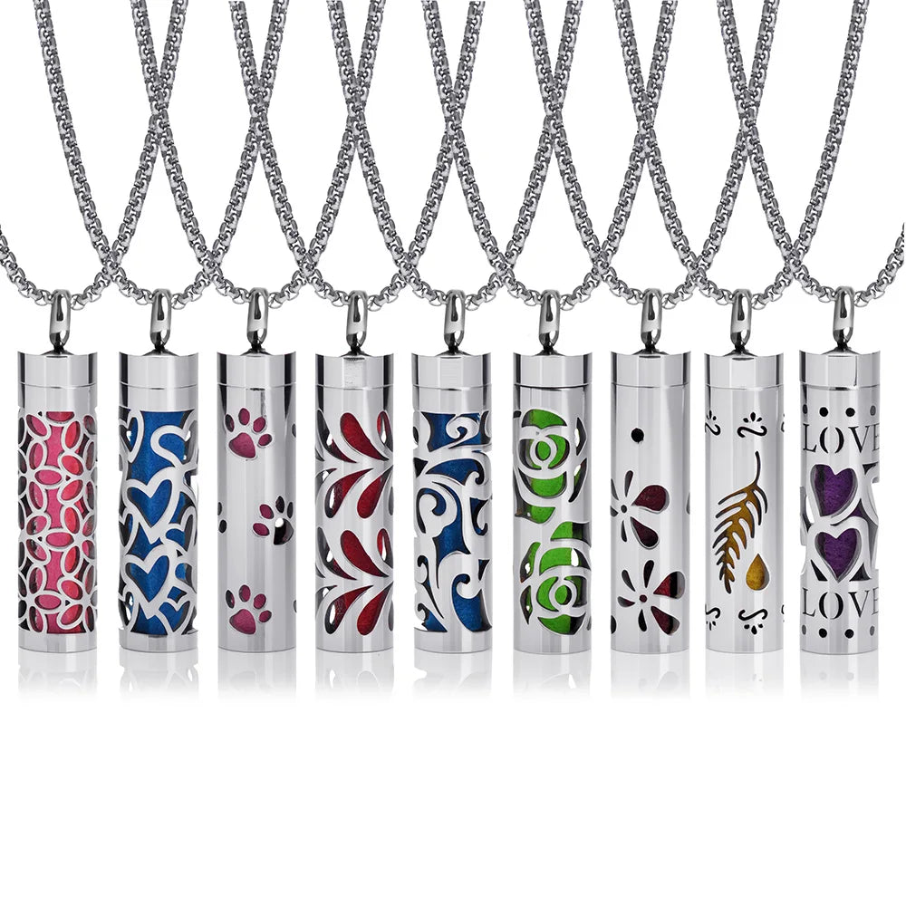 New Aromatherapy Diffuser Necklace LOVE Pattern Stainless Steel Essential Oil Diffuser Lockets
