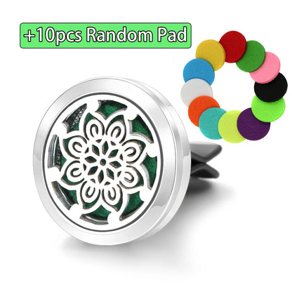 Car Aromatherapy Stainless Steel Hollow Pattern Diffuser Air Outlet Freshener Clip Essential Oil Perfume Lockets Pendant Jewelry
