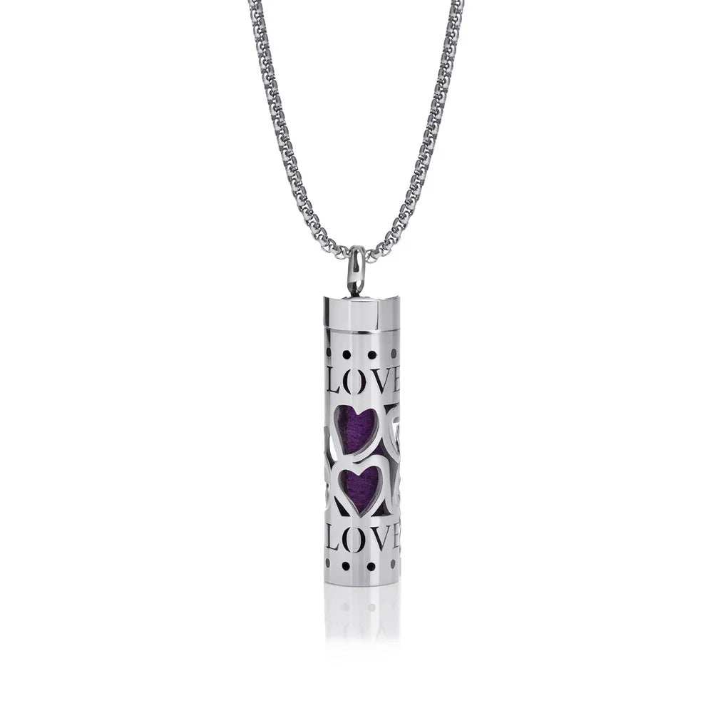 New Aromatherapy Diffuser Necklace LOVE Pattern Stainless Steel Essential Oil Diffuser Lockets