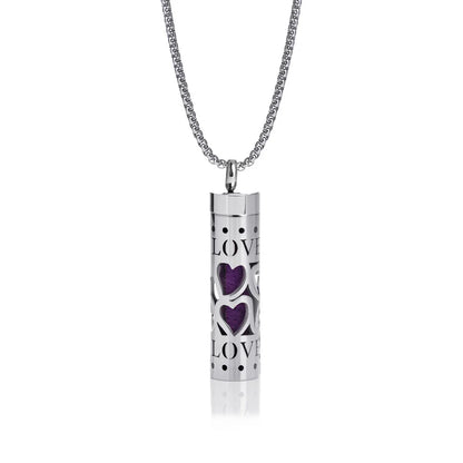 New Aromatherapy Diffuser Necklace LOVE Pattern Stainless Steel Essential Oil Diffuser Lockets