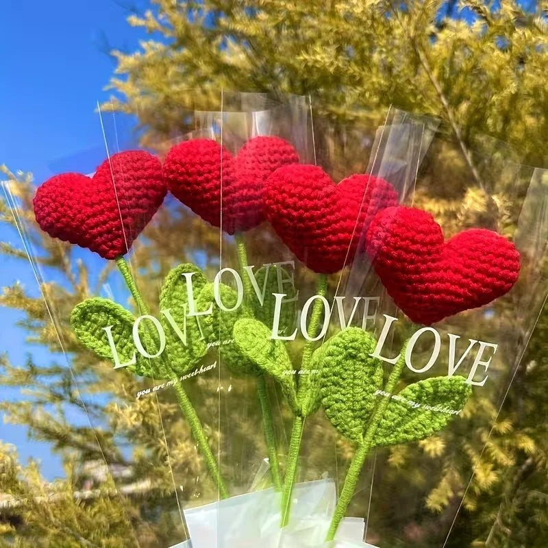 3pcs/6pcs handcrafted heart-shaped bouquets, heart-shaped flowers, Valentine's Day, Mother's Day, special gifts, home decoration